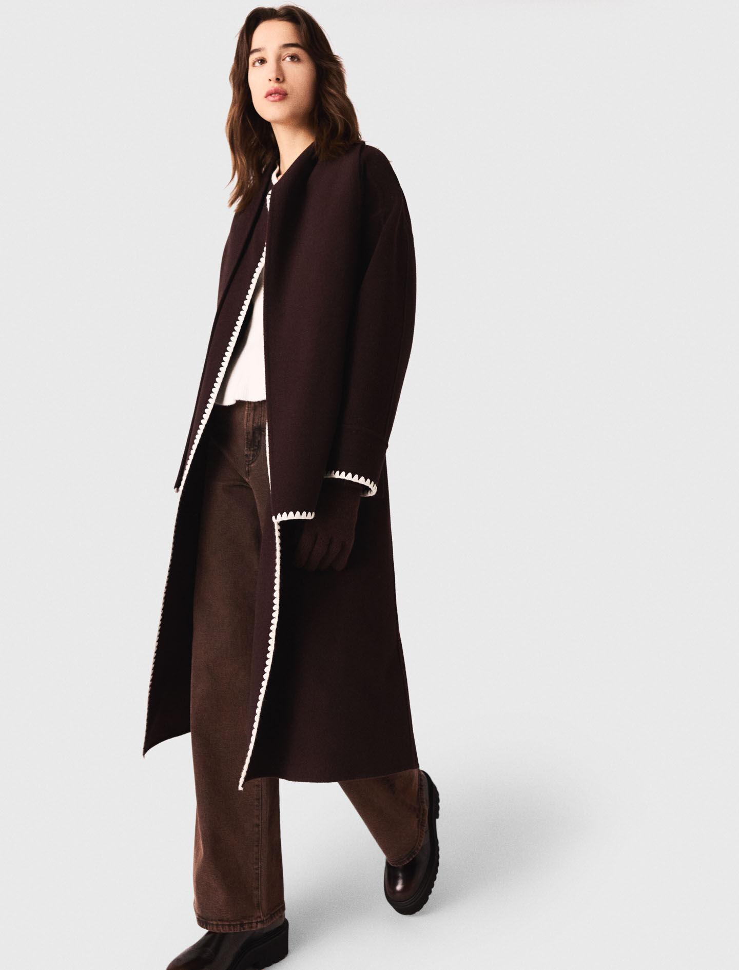 美品 23AW M【MANOF ROUND HEM DOUBLE COAT】 Textured double-faced coat