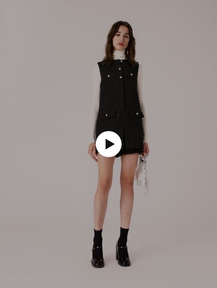 Tweed playsuit with rhinestones