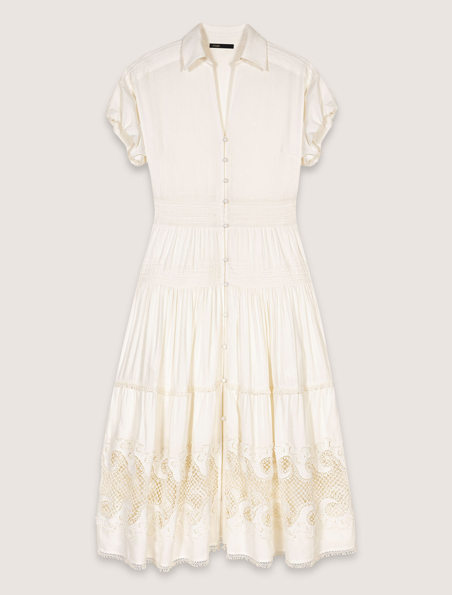 Embroidered ruffled maxi dress