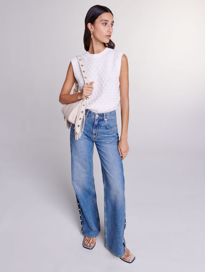 Beaded cutaway jeans