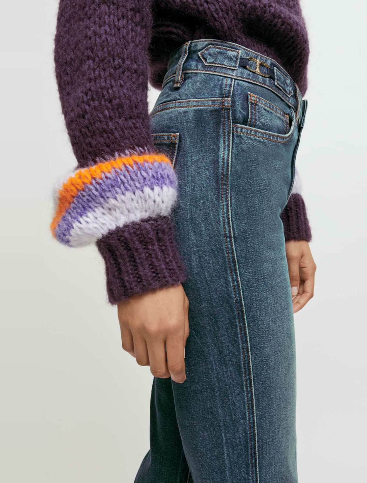 Flared jeans with horsebit detail