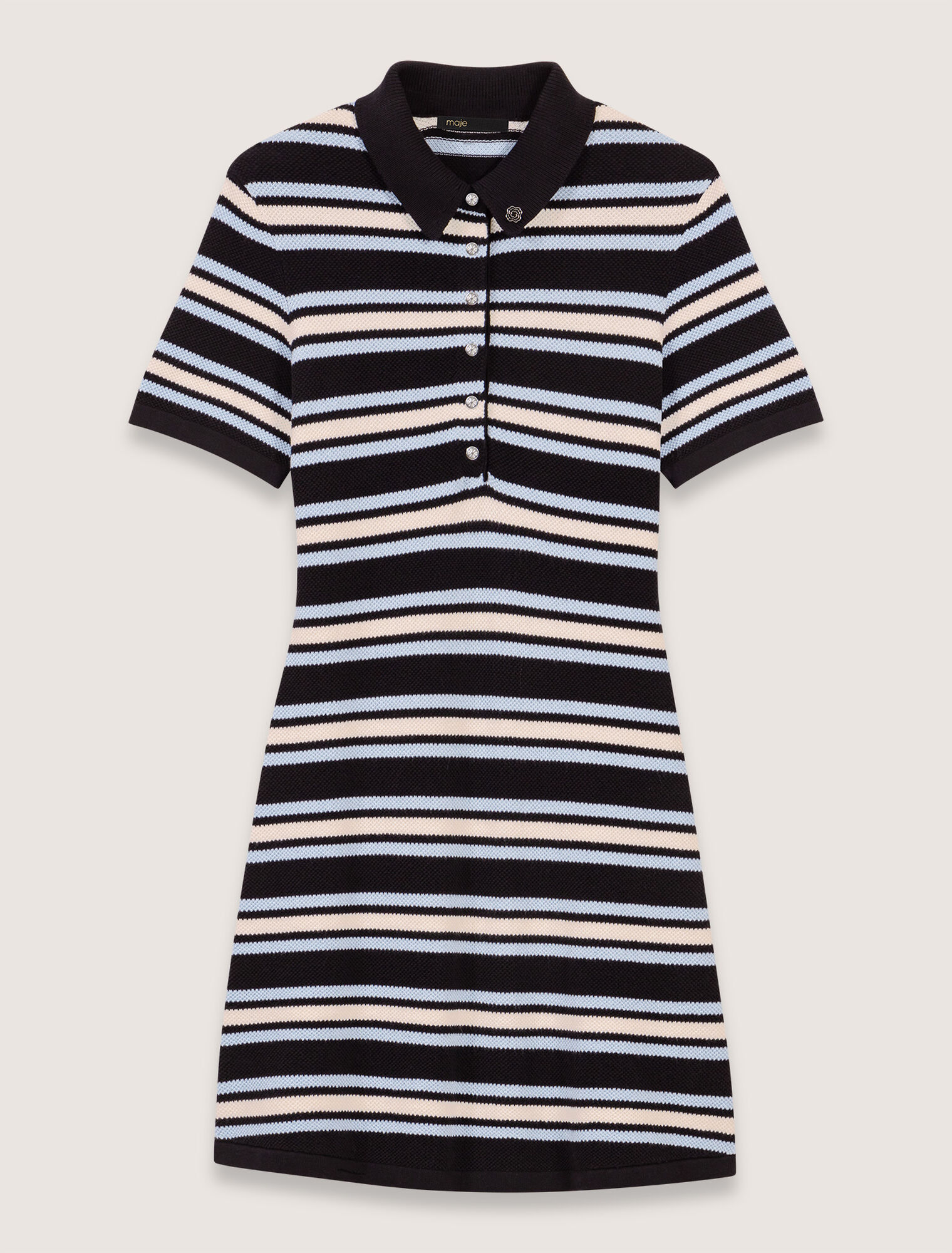 Striped knit polo dress