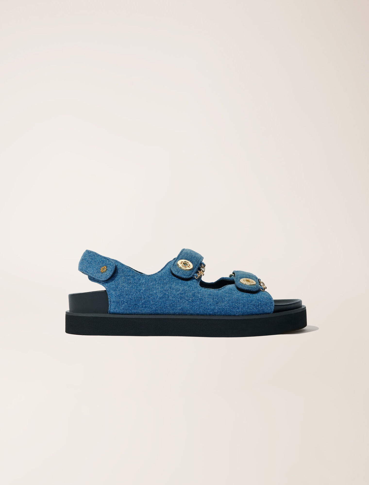 Flat denim sandals