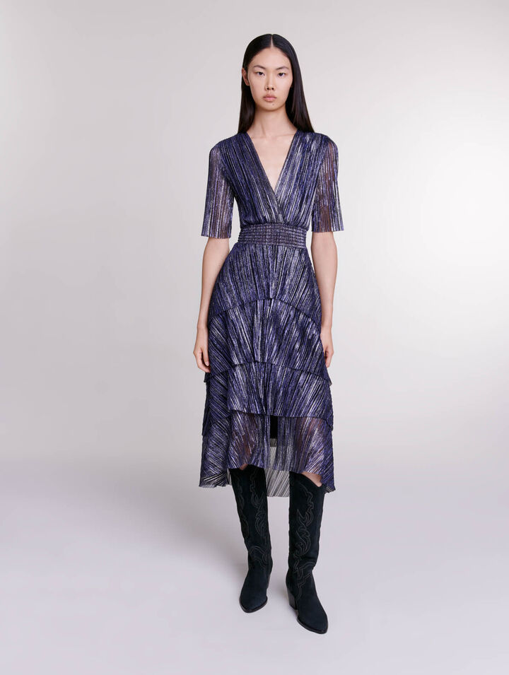 Full lamé dress with ruffles