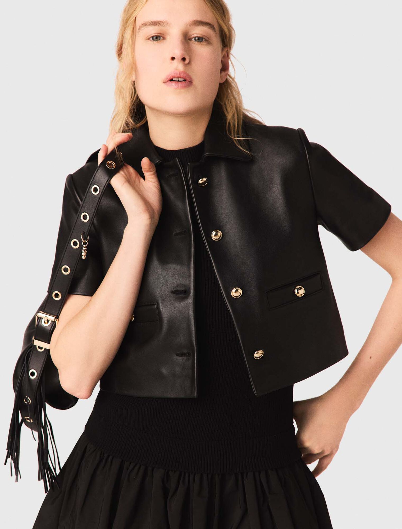 Cropped leather jacket
