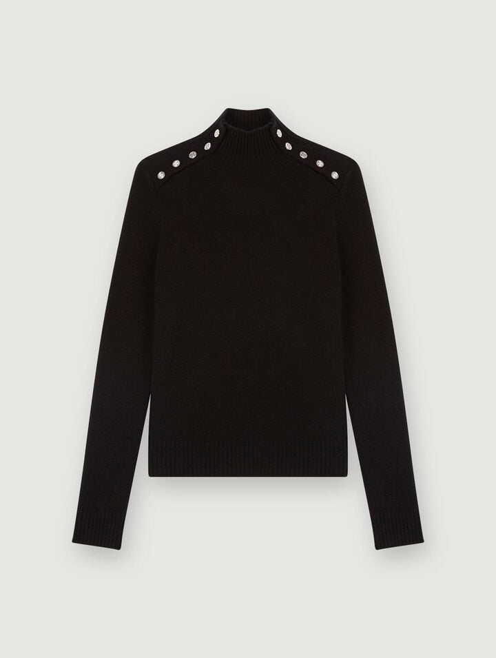 Cashmere sweater with stand-up collar