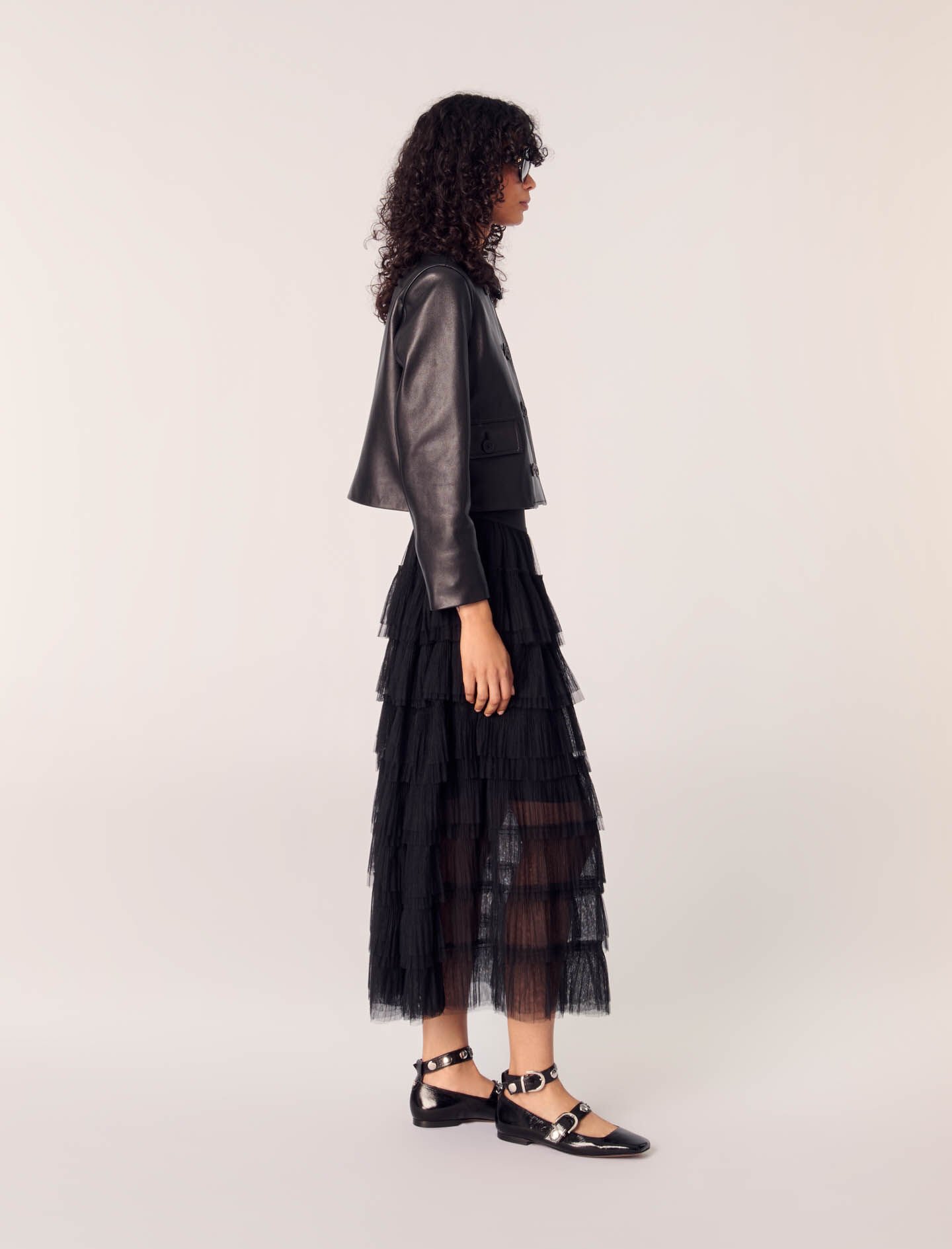 Tulle midi skirt Black / Gray For Women | Maje