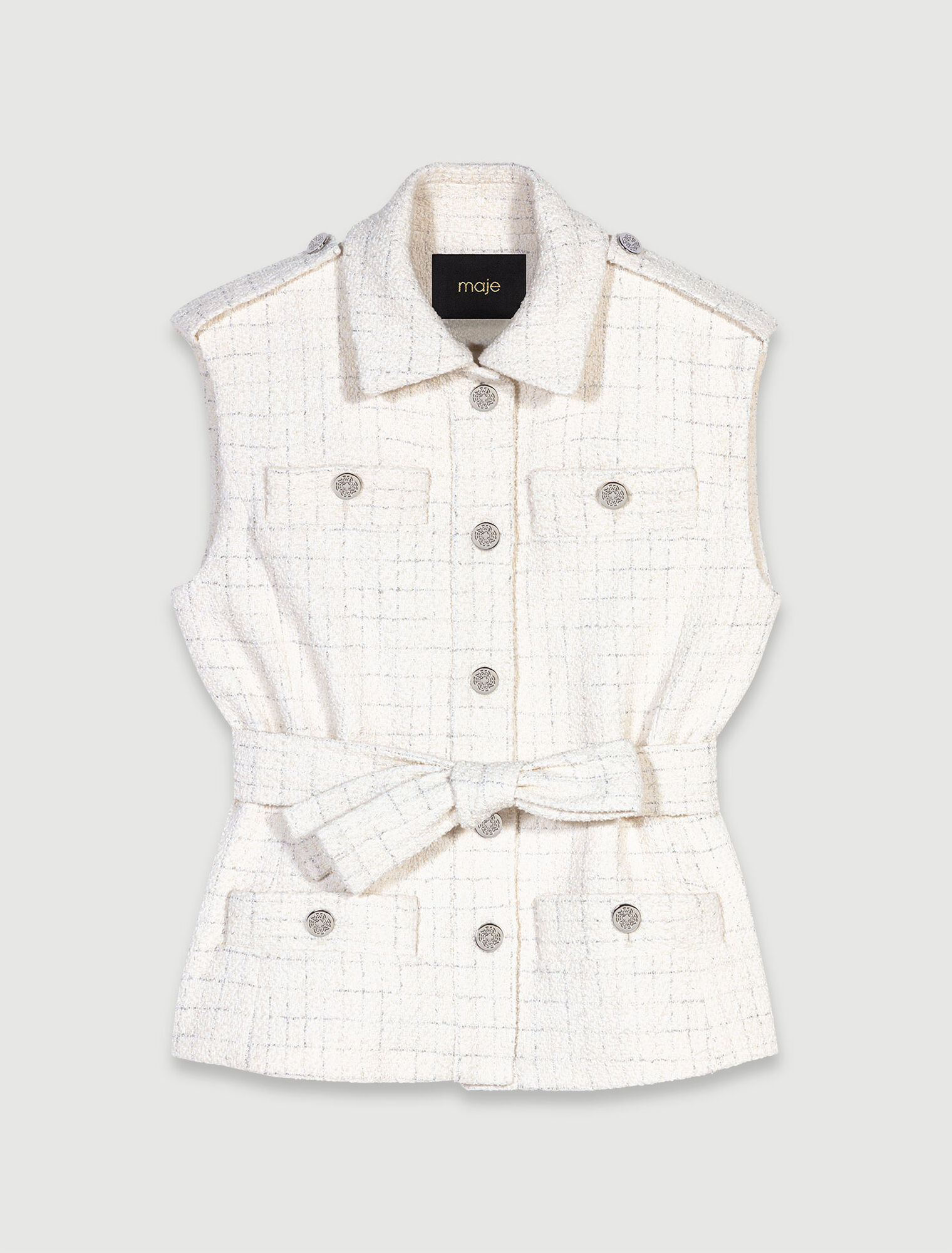 Sleeveless tweed jacket
