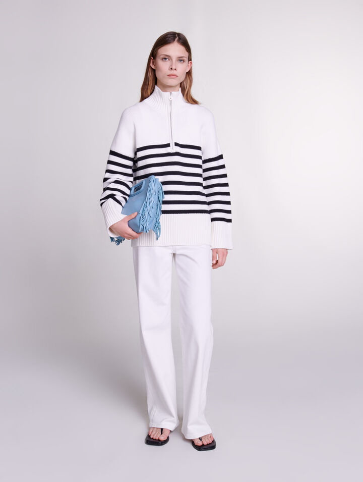 Breton jumper with zip collar