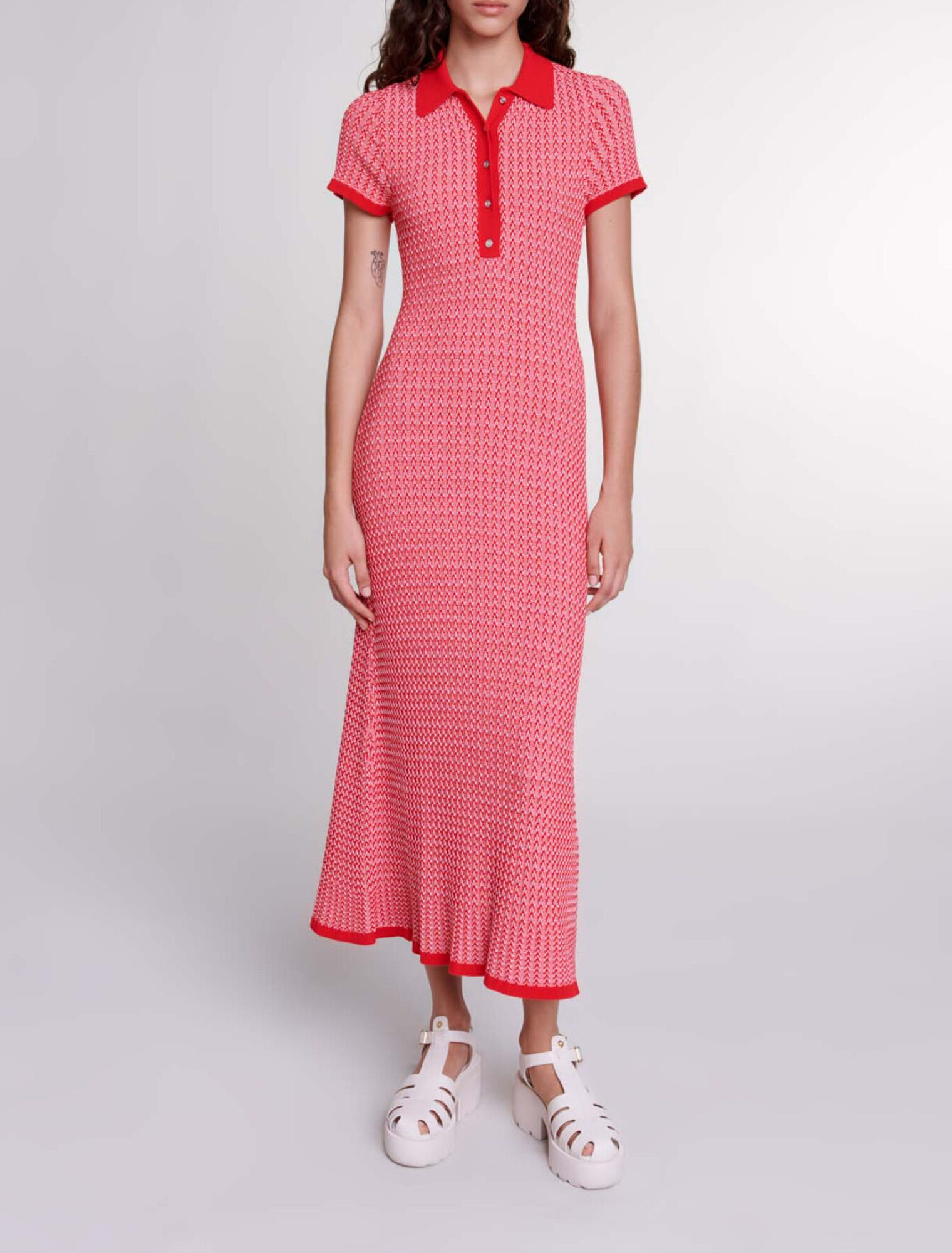 Herringbone knit maxi dress