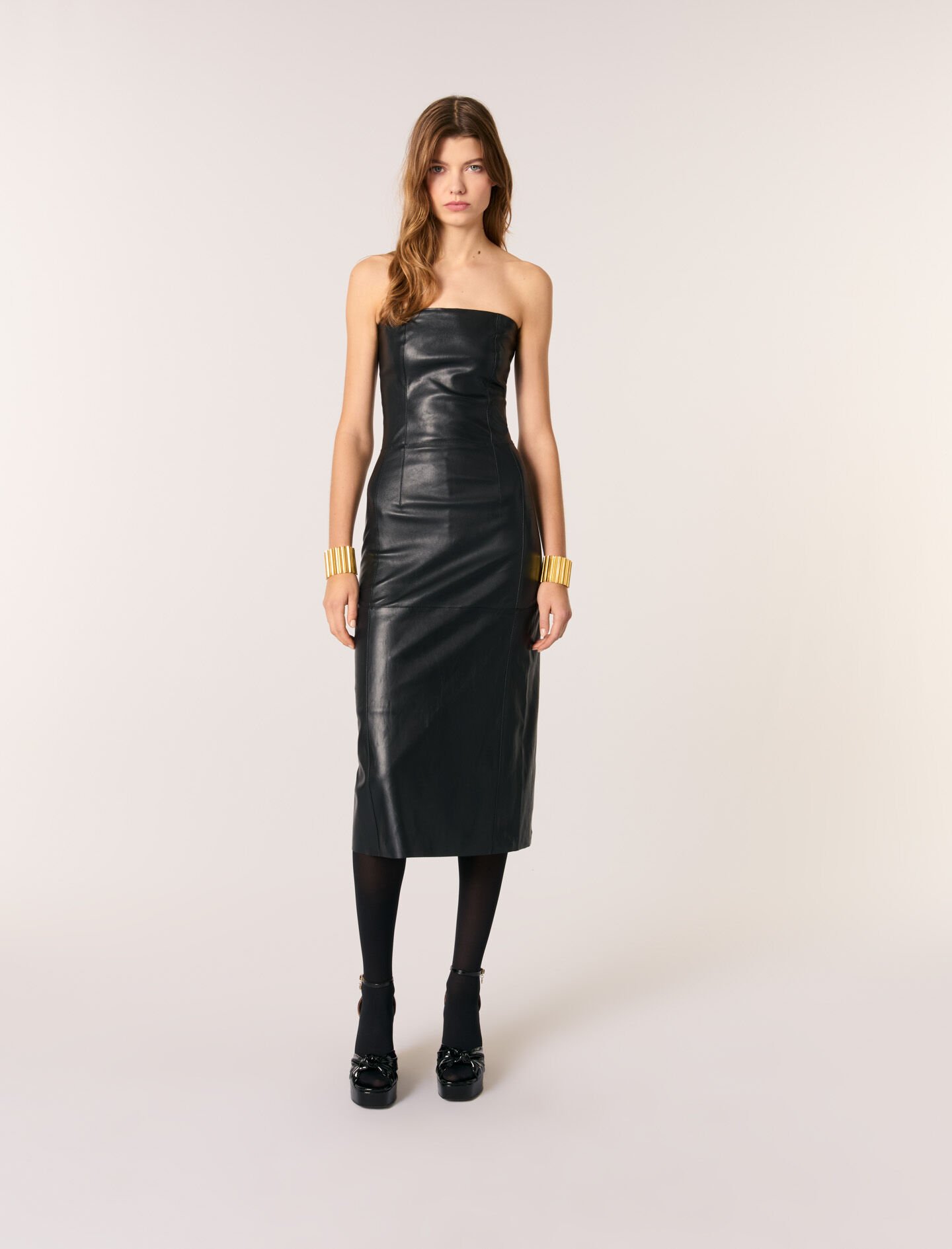leather midi dress