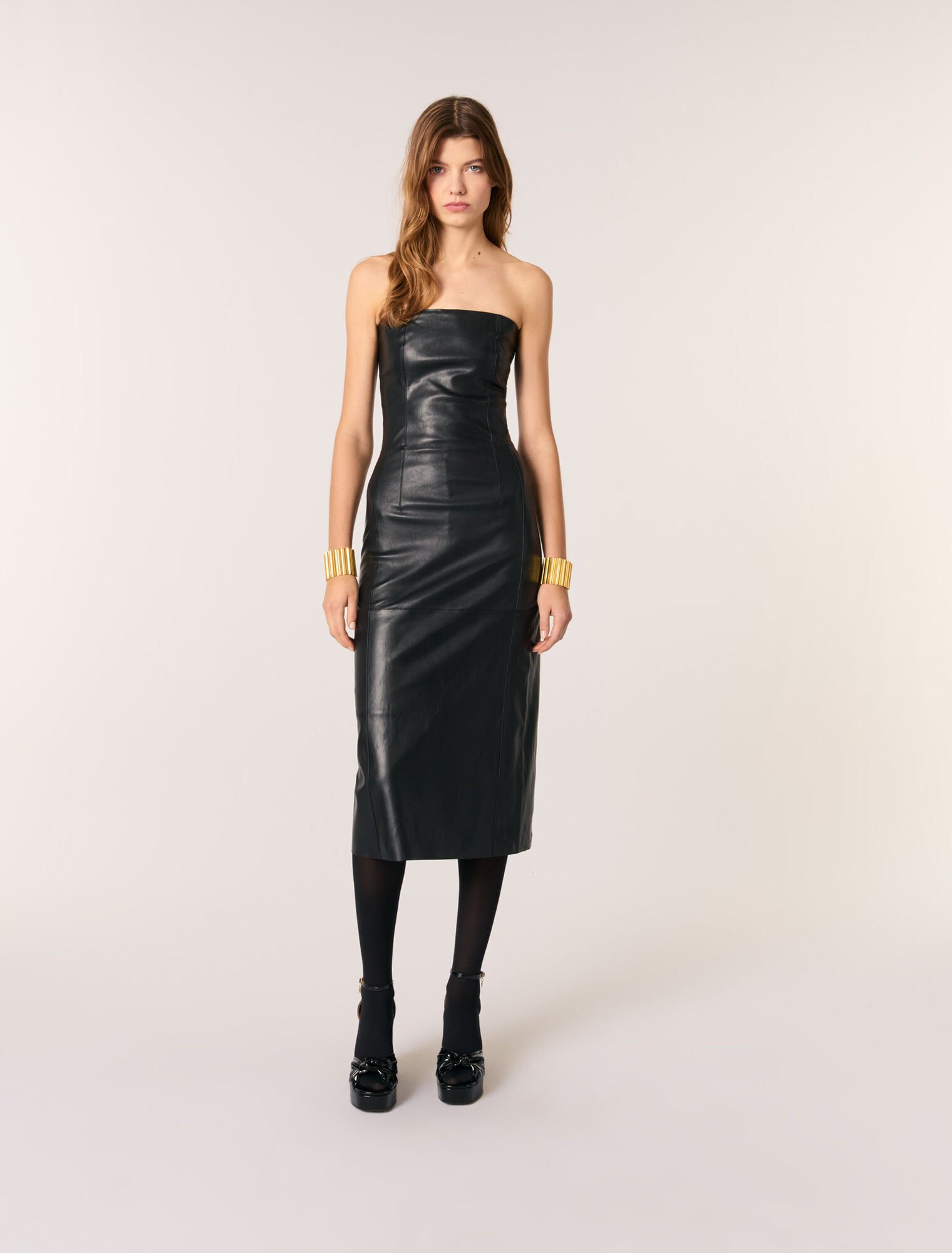 Bustier leather midi dress