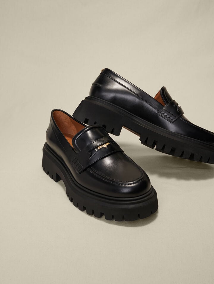 Leather platform loafers