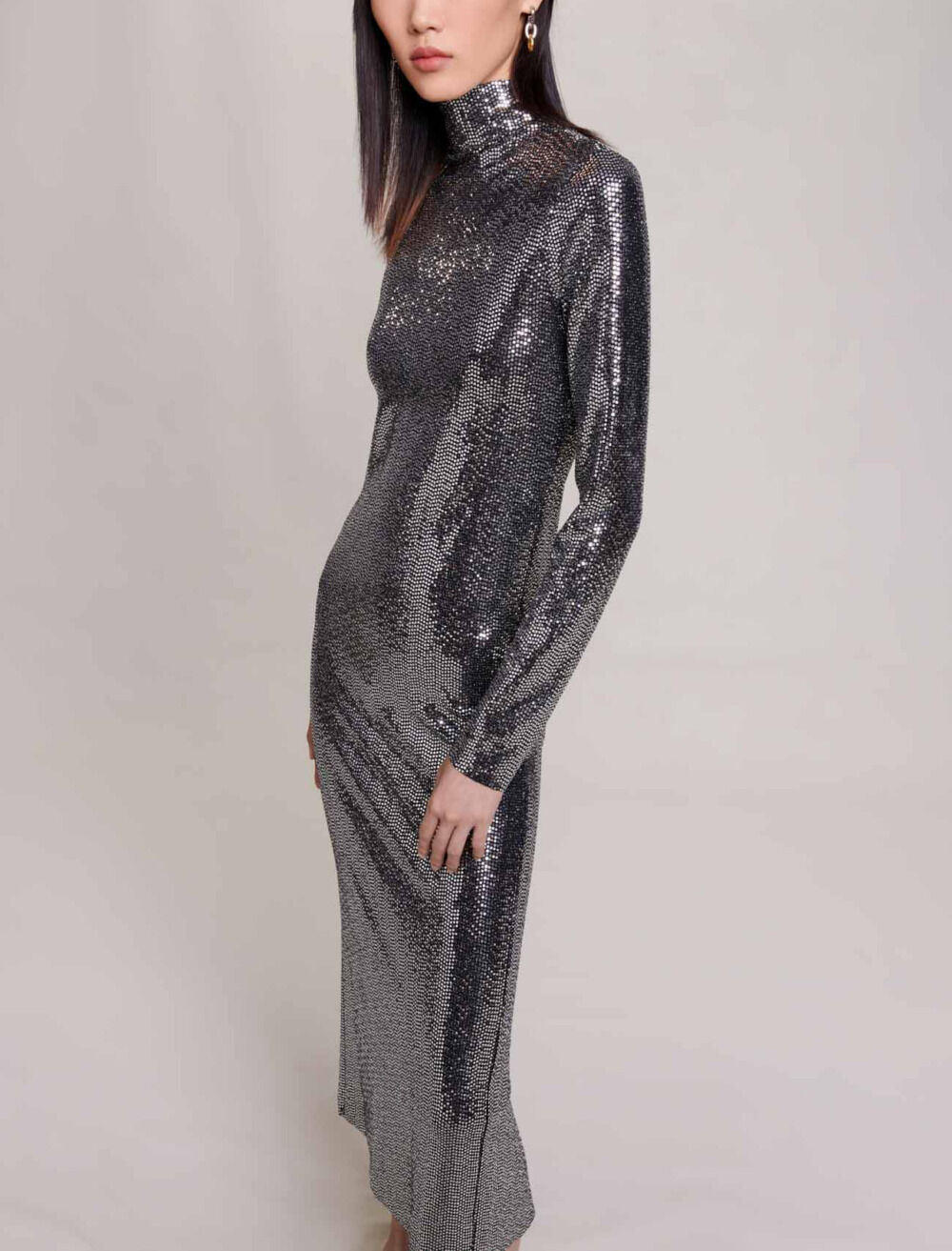 Glitter maxi dress Black / Gray For Women | Maje