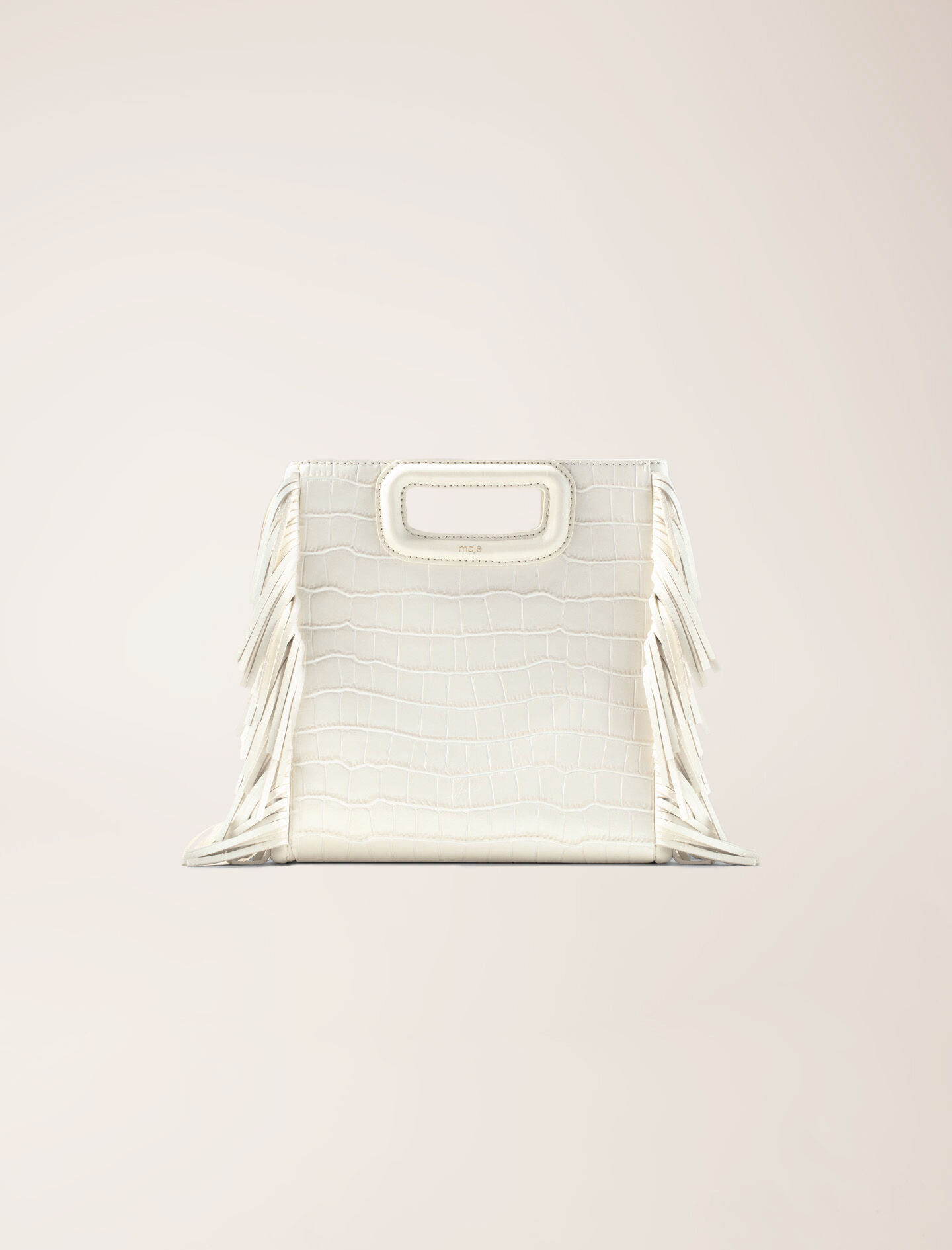 M bag in crocodile-effect leather Ecru For Women | Maje