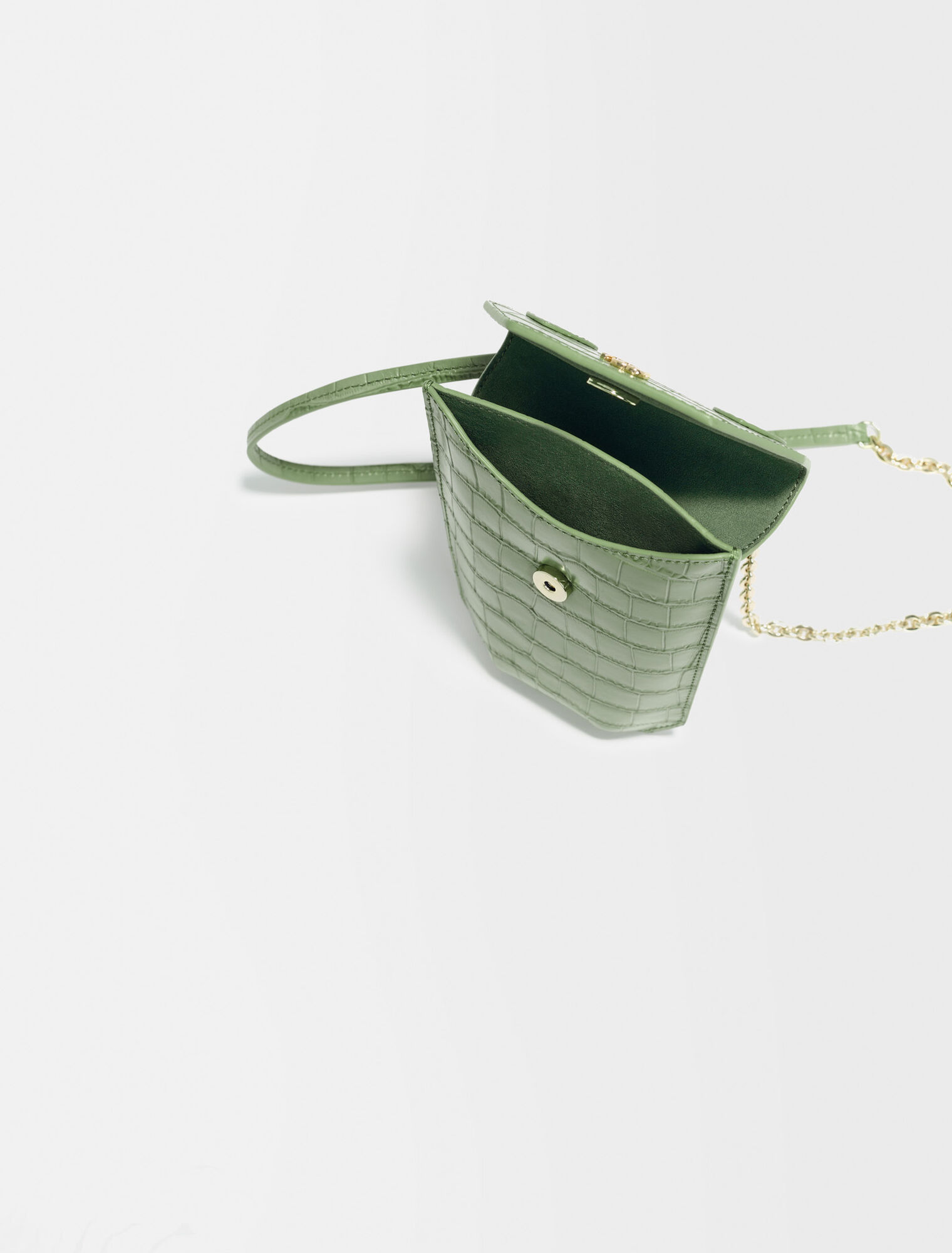 Croco embossed leather phone holder
