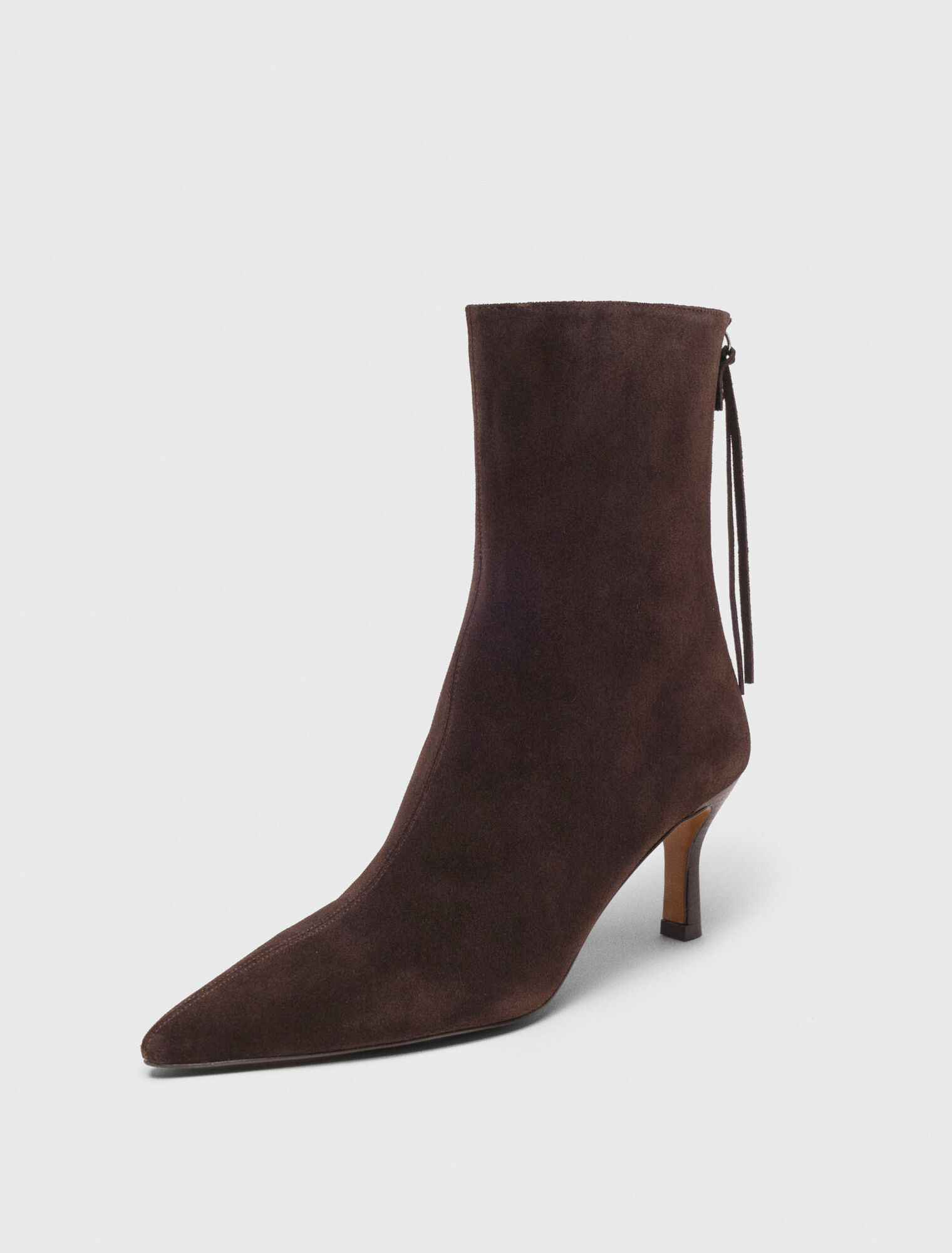 Chocolate Brown zipped suede ankle boots