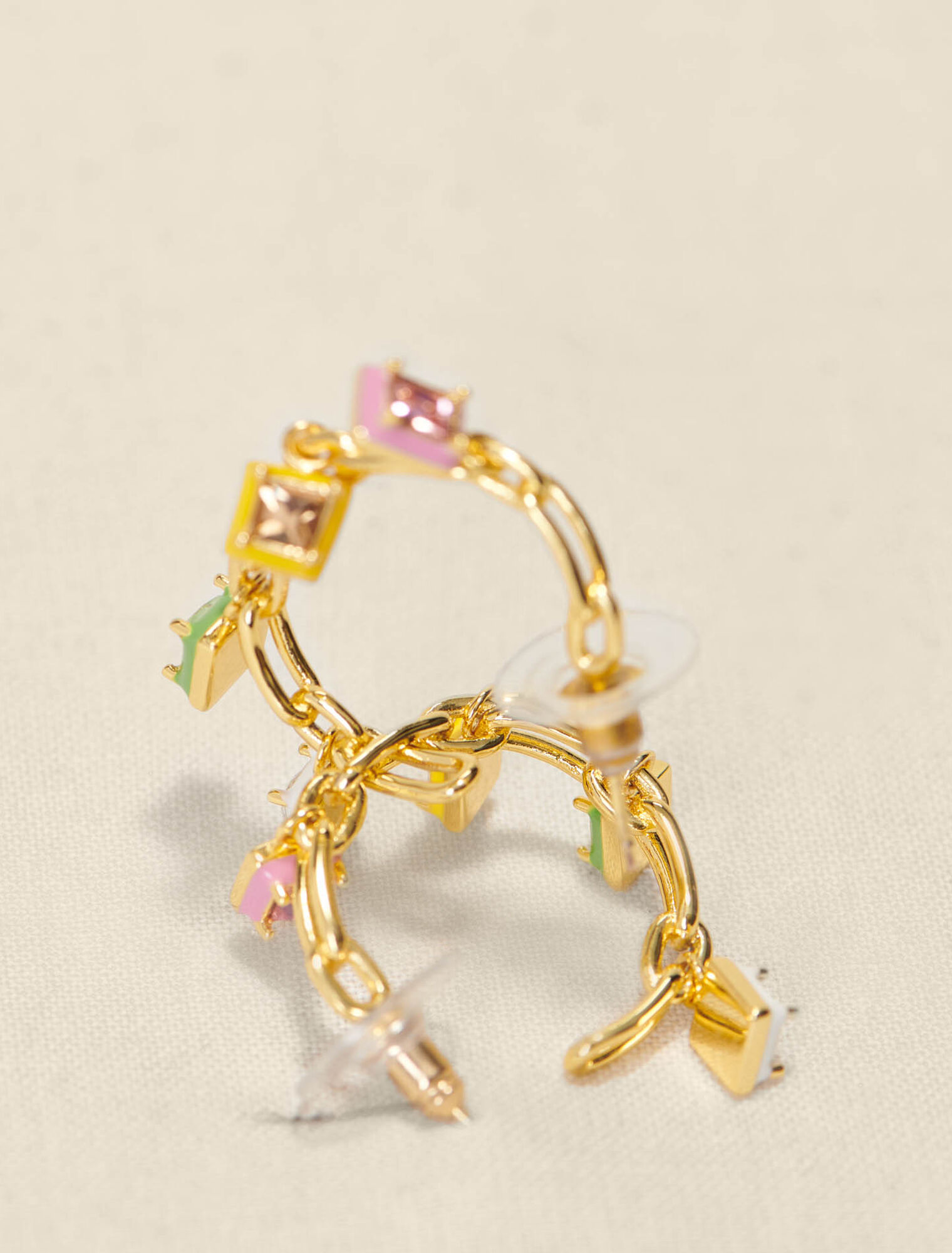 Hoops with rhinestones and enamel