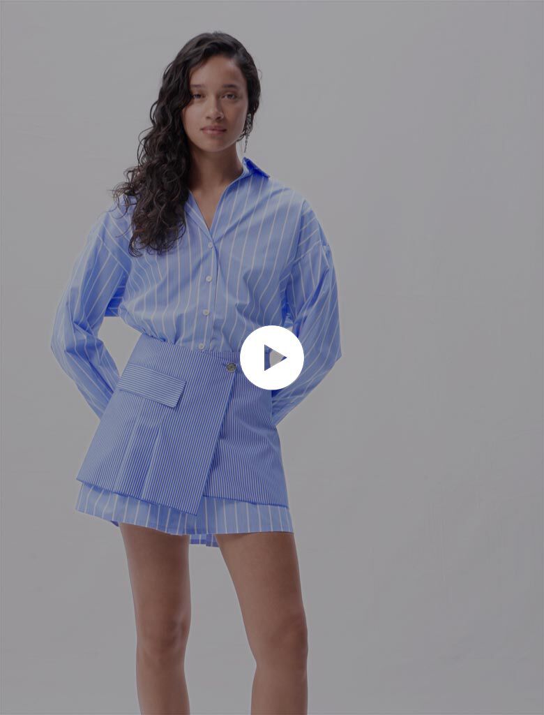 2-in-1 striped dress Blue For Women | Maje