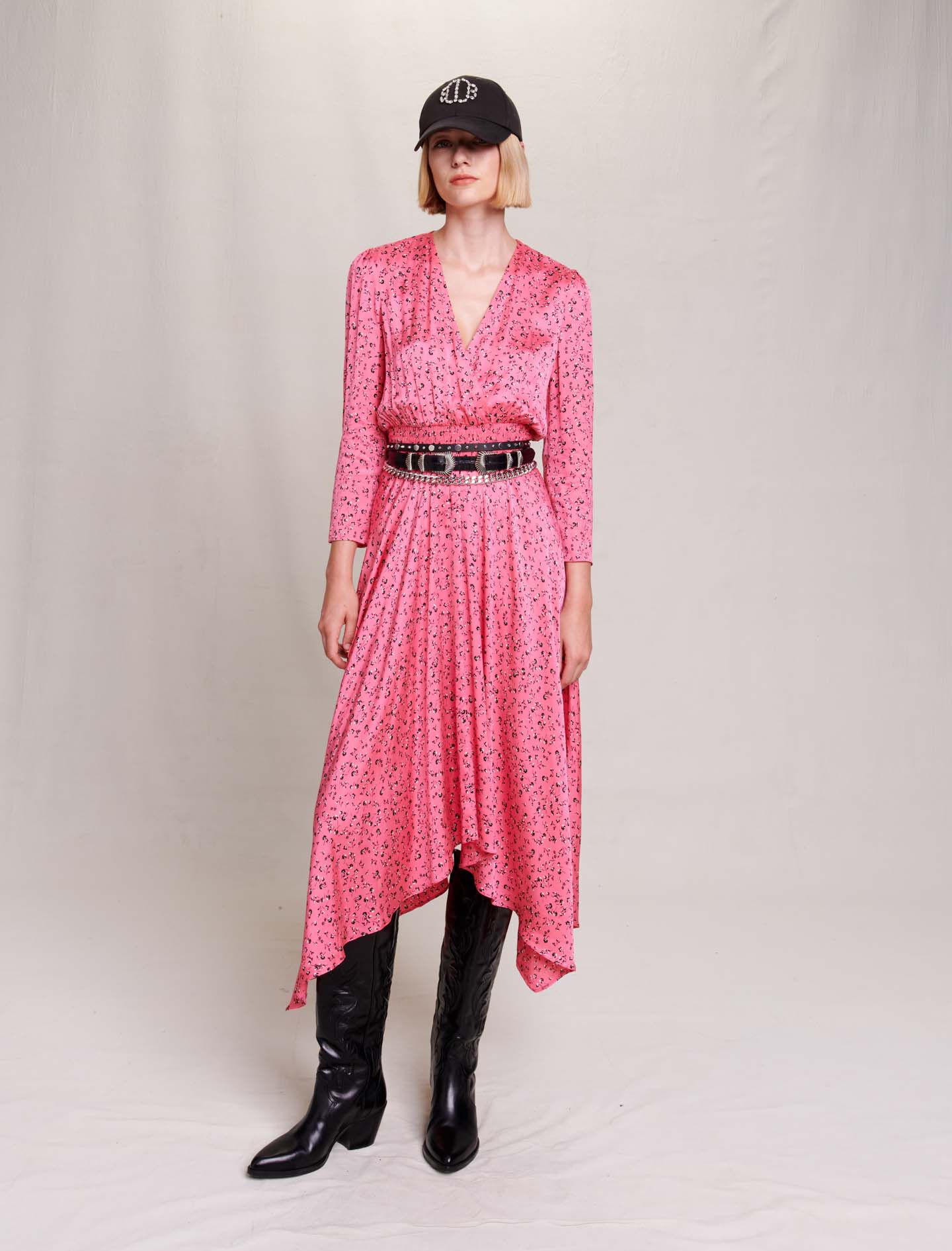 Maje long dress with floral print deals
