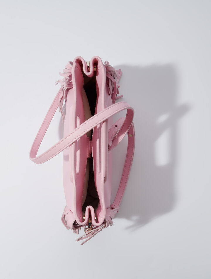 Smooth leather M bag with fringing