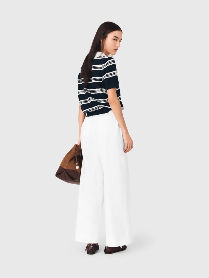 Wide-leg cotton trousers