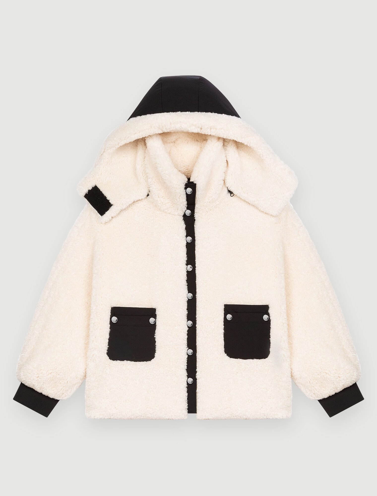 Faux fur and vinyl coat