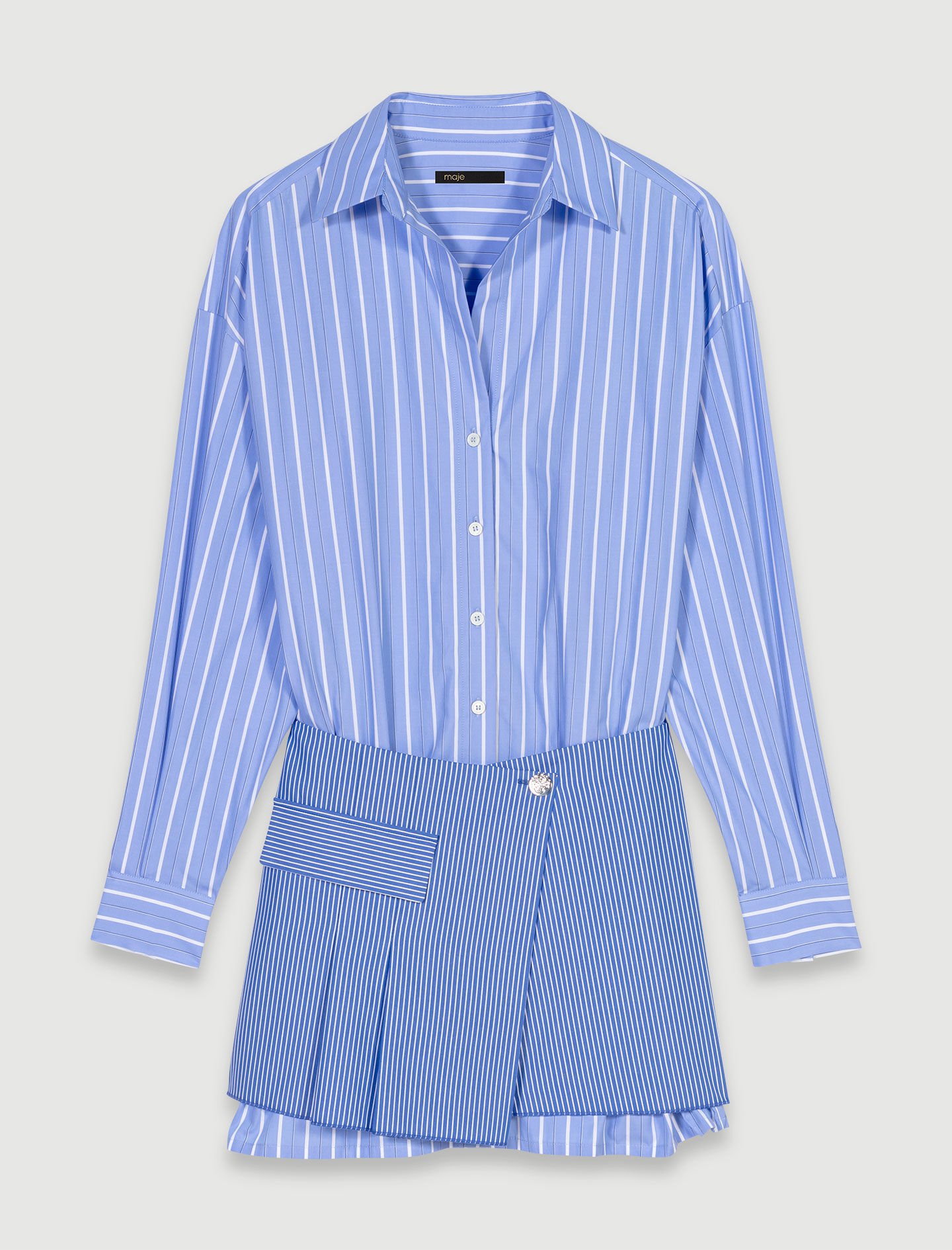 2-in-1 striped dress Blue For Women | Maje