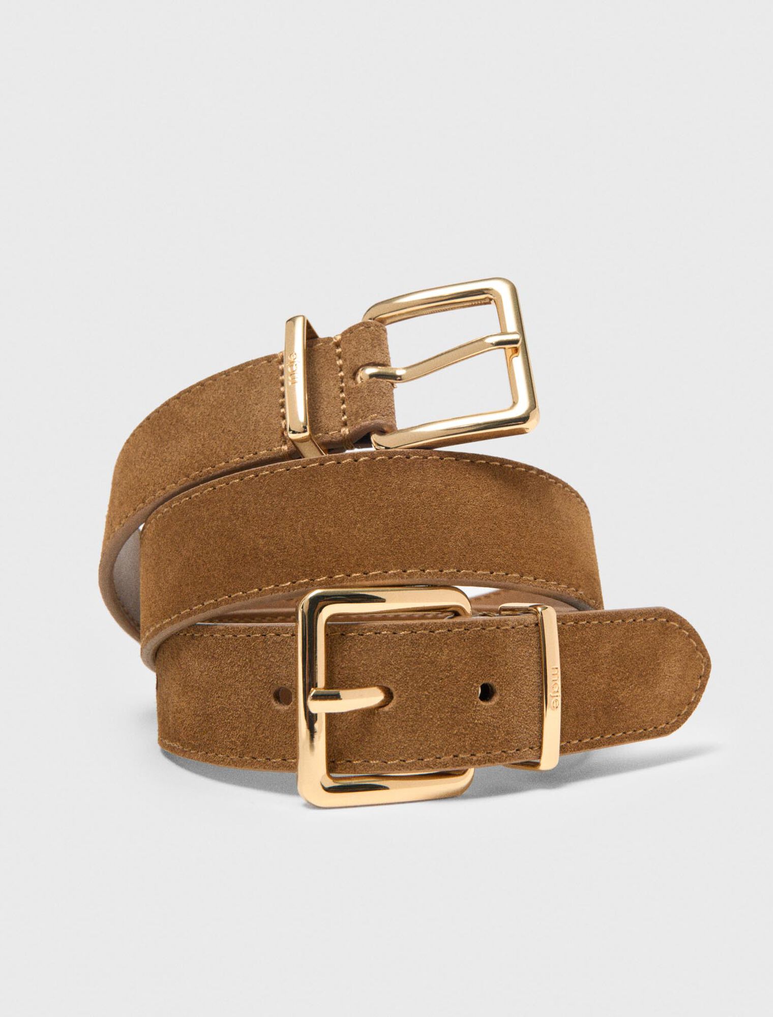 Double buckle suede belt