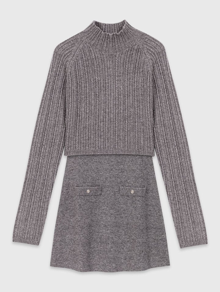 Knit dress with removable jumper