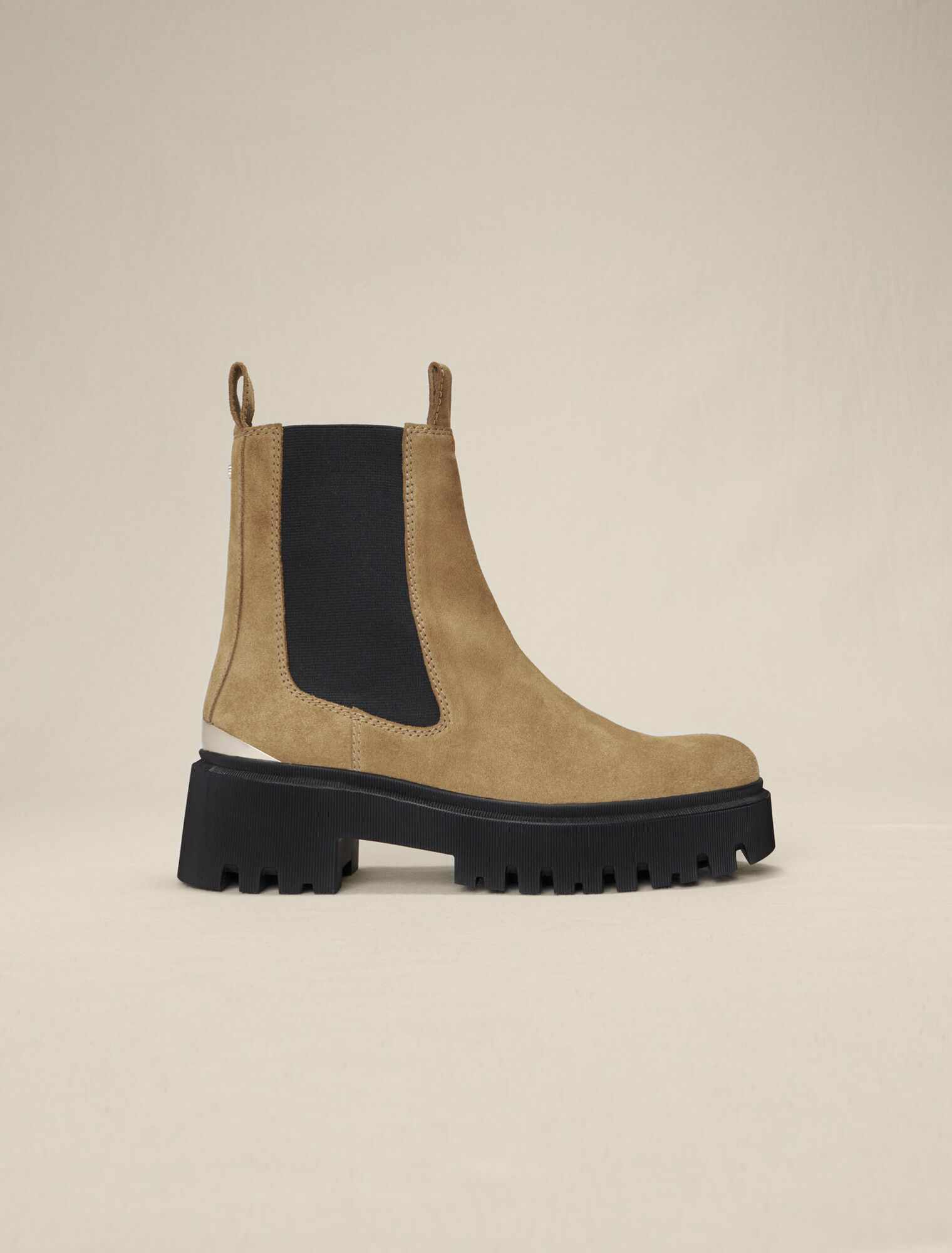 Leather platform ankle boots