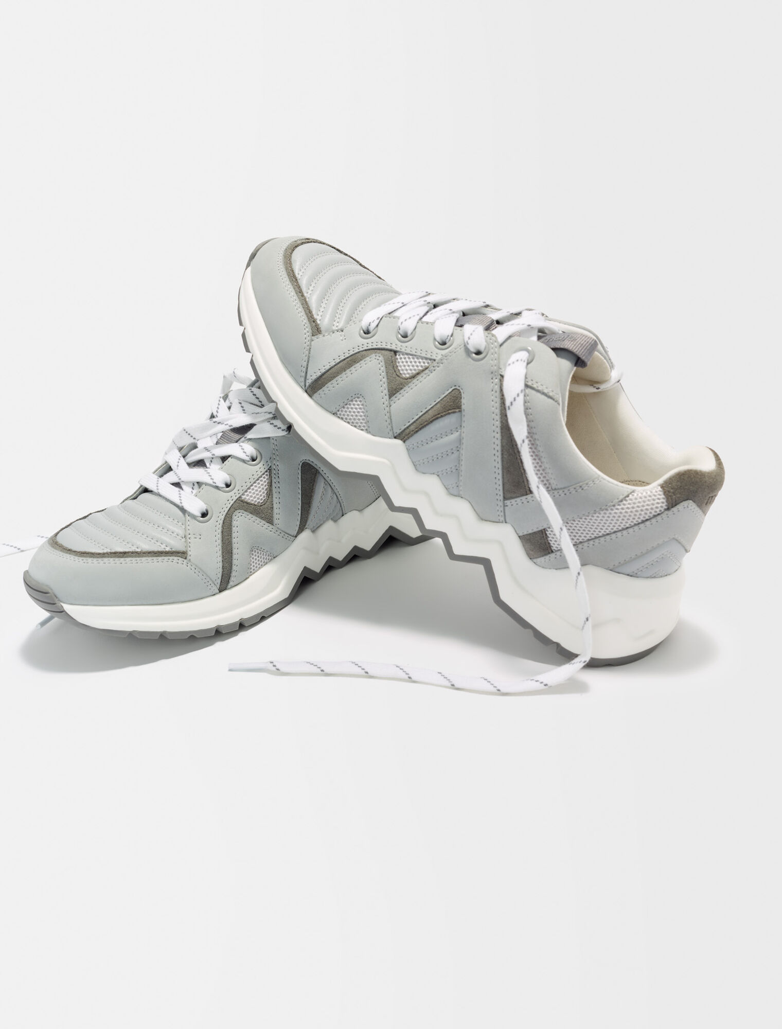 Leather sneakers with lug sole