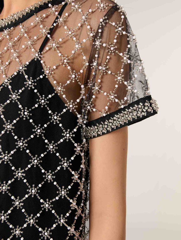 Mini embroidered tulle dress