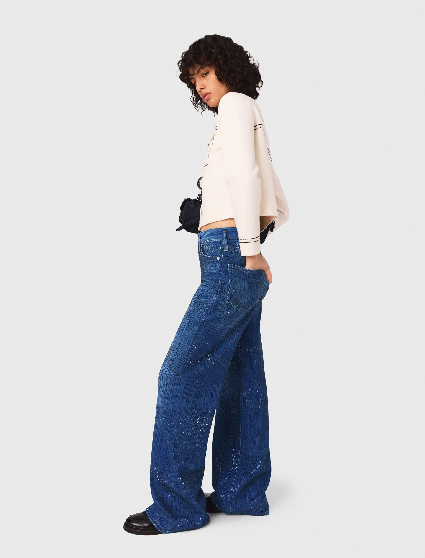 Rhinestone jeans Blue For Women | Maje