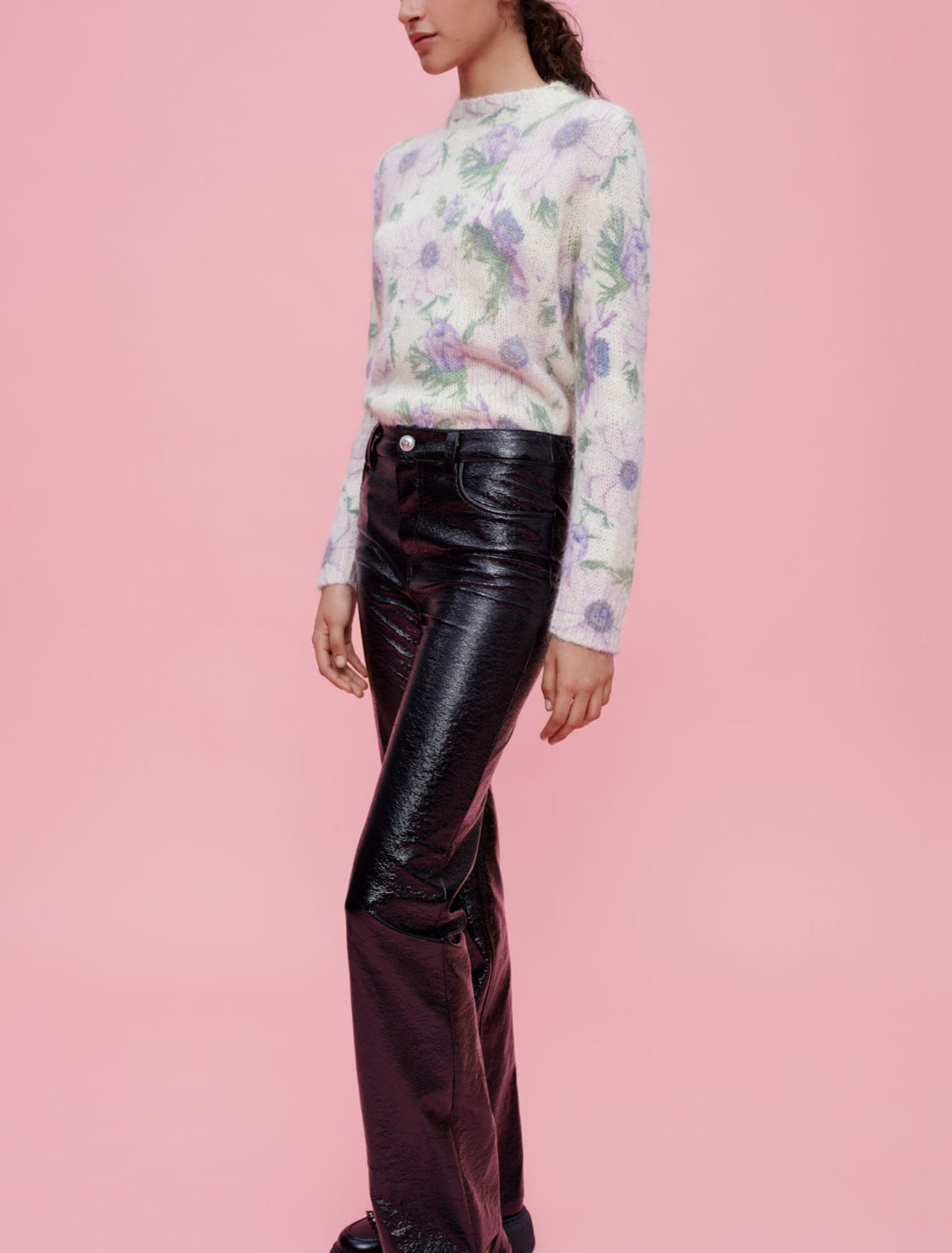 Flared vinyl pants