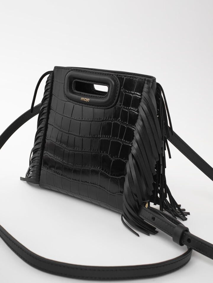 Croc-embossed leather mini M bag