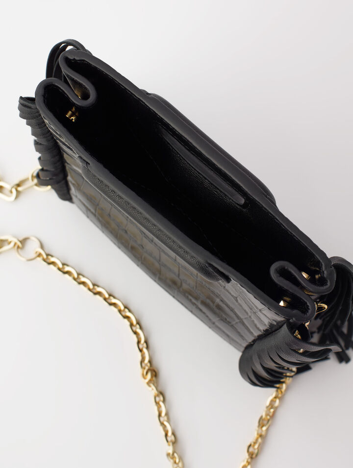 Croc-embossed leather mini M bag