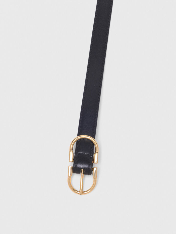 Double-buckle leather belt