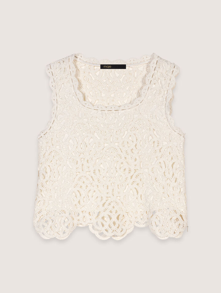Crochet-knit sleeveless top
