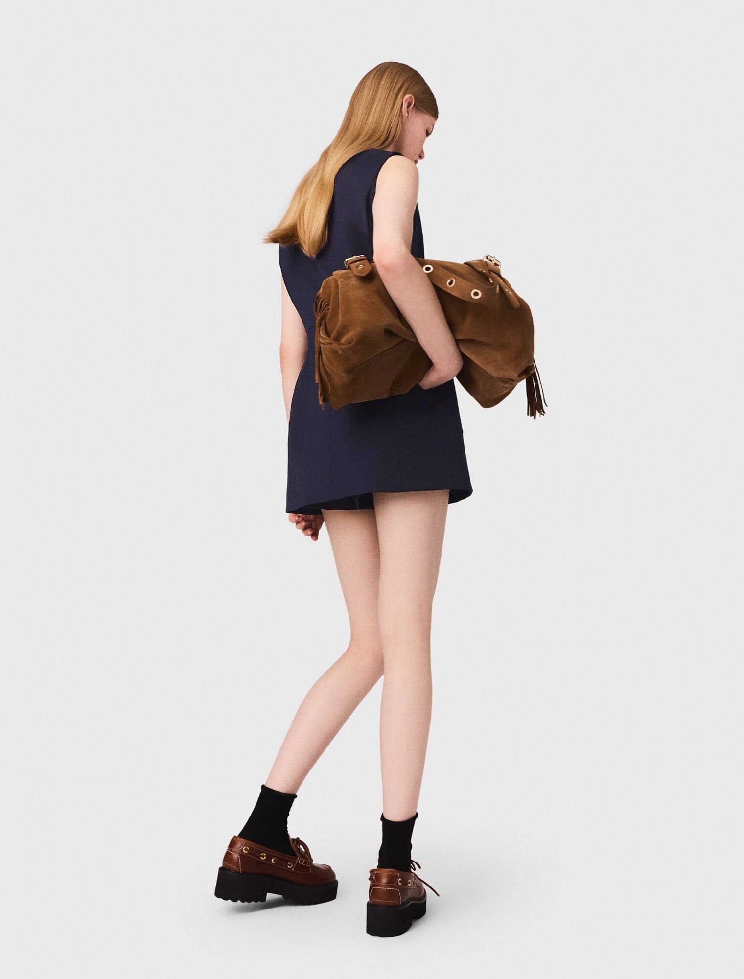 Layered-effect wool-blend jumpsuit