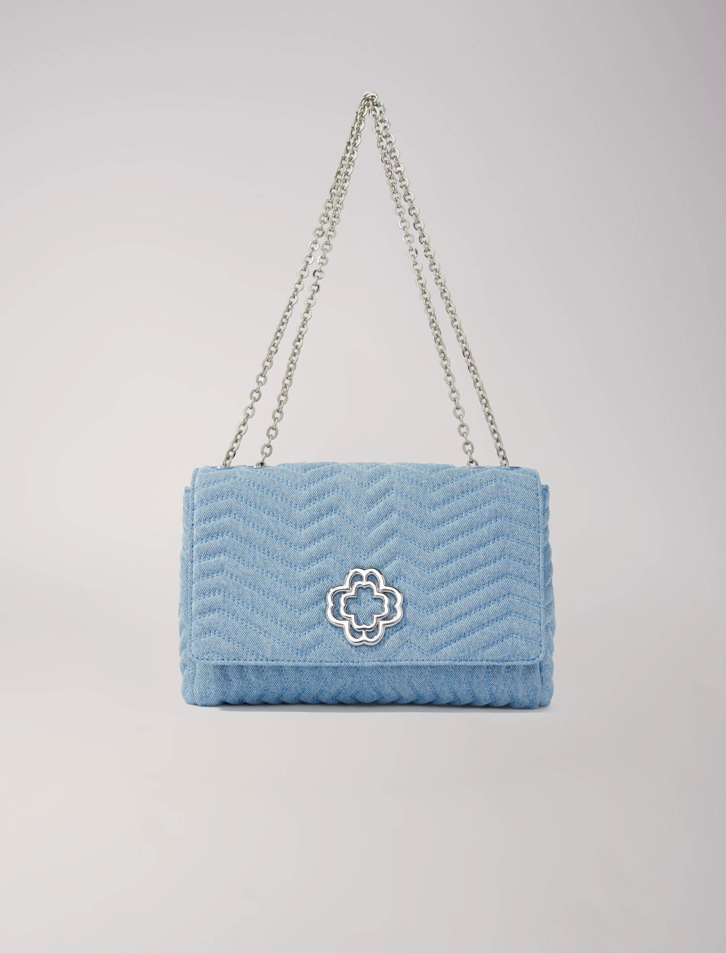★関税込★SURGERY★denim jeans clover logo clutch bag 'blue' Cloverbloom denim bag Blue For Women | Maje