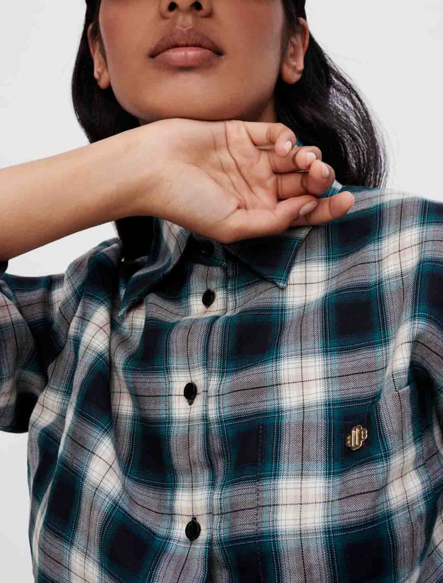 Cotton check cropped shirt