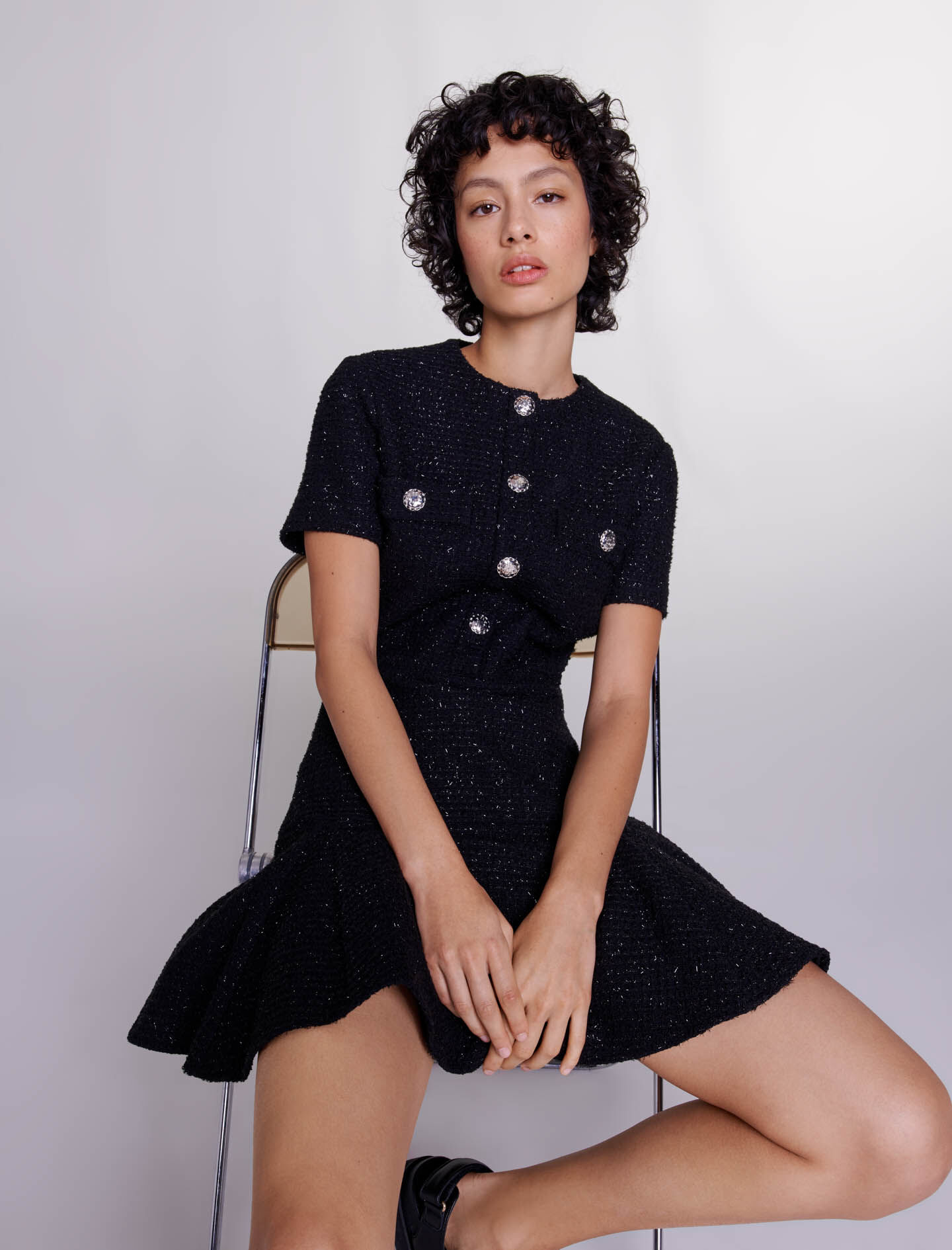 Black tweed dress discount