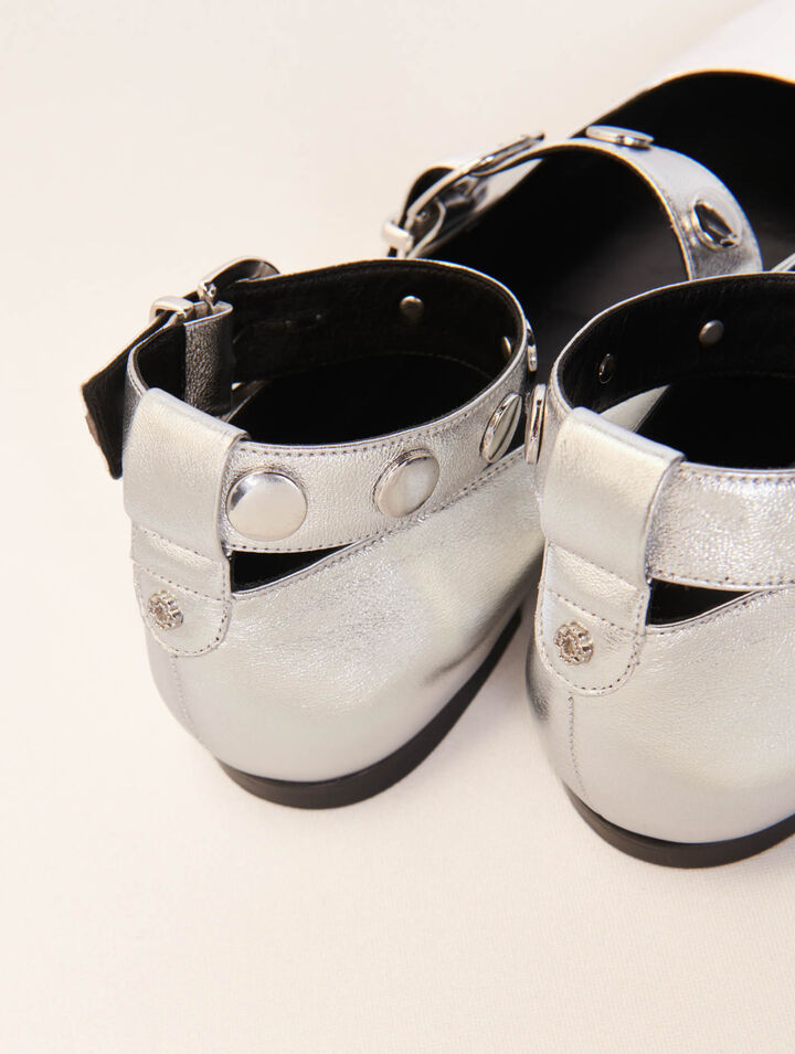 Metallic leather Mary Janes