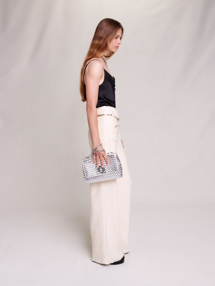 Wide-leg tweed trousers