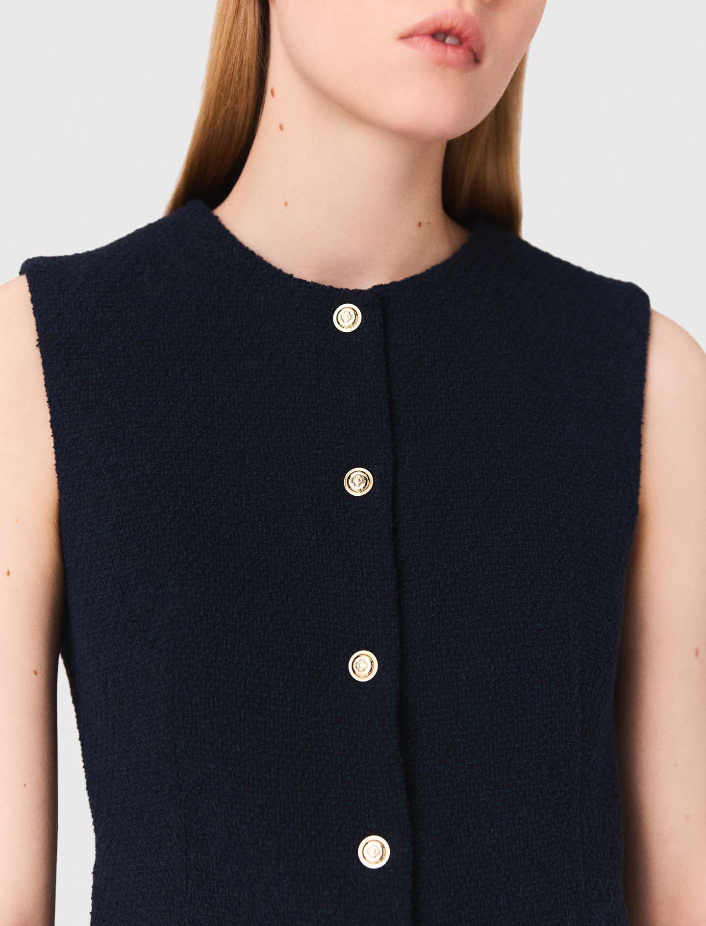 Sleeveless tweed jacket Blue For Women | Maje