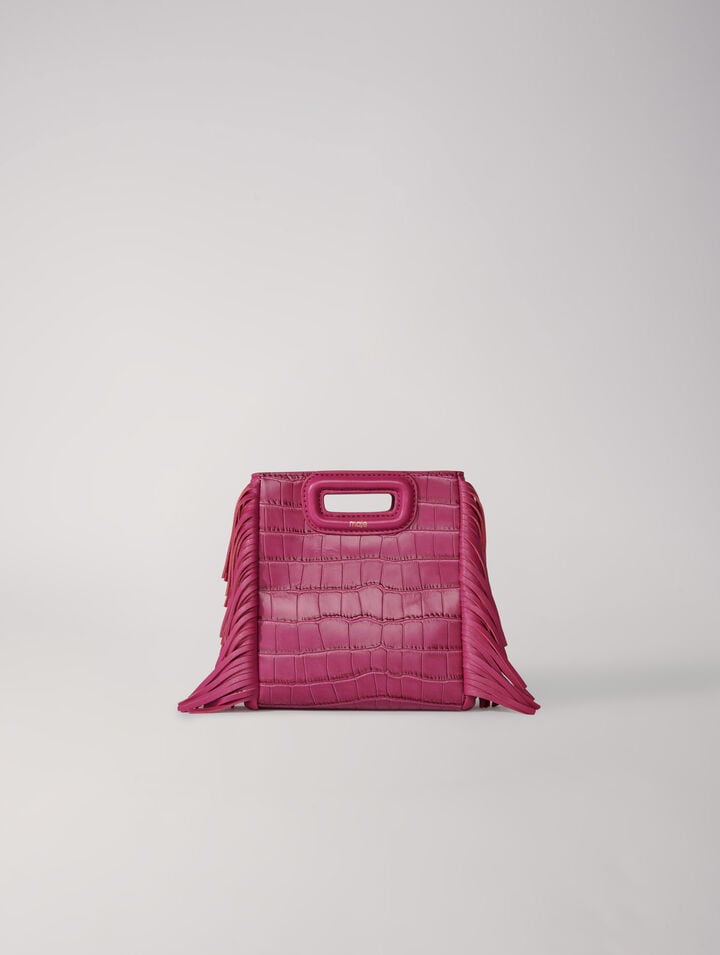 Mini embossed-leather M bag with chain