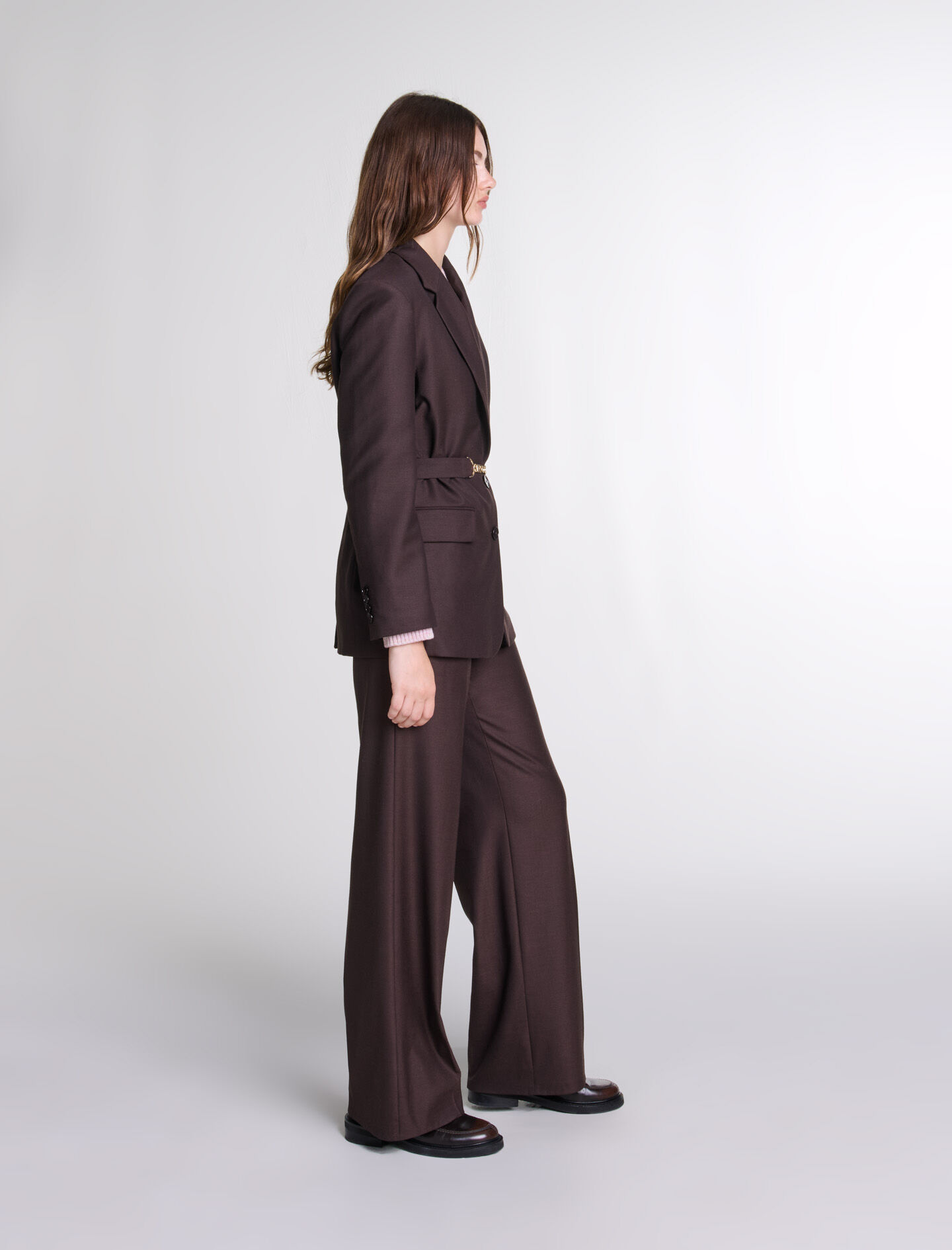 Belted suit jacket Brown For Women | Maje