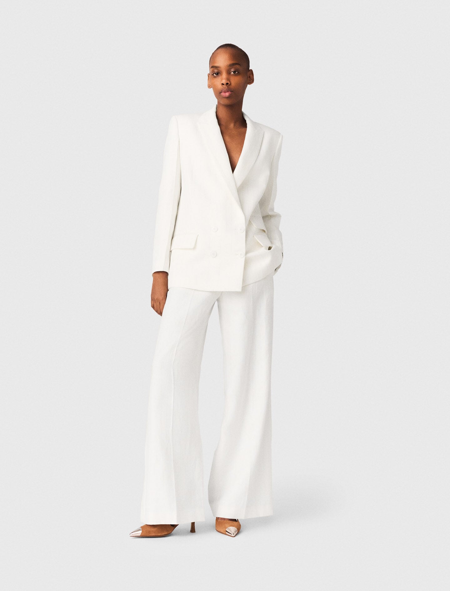 【破格！】Double-breasted Blazer Double-breasted suit jacket White For Women | Maje