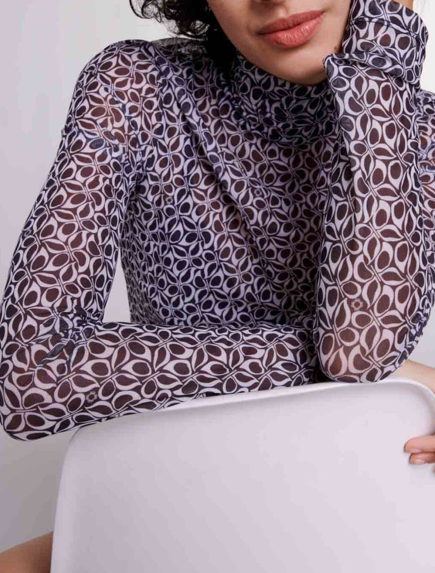 Semi-sheer patterned top